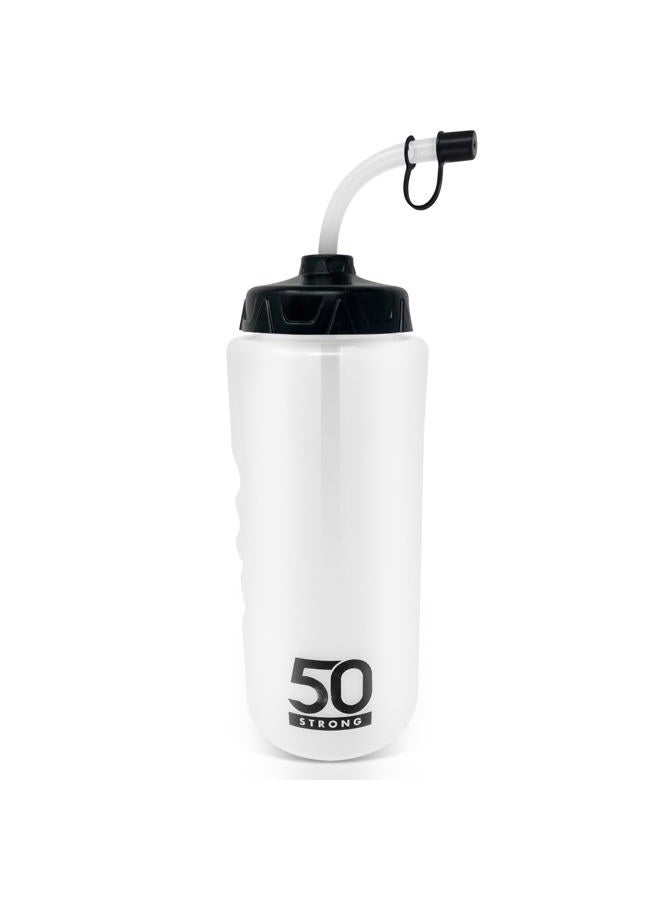 50 Strong 1 Liter Water Bottle with Straw | Hockey Water Bottle with Long Straw | Easy Squeeze Bottles + Built In Finger Grip | BPA-Free Sports Water Bottle for Football, Lacrosse & Boxing | Made in USA - Image 1